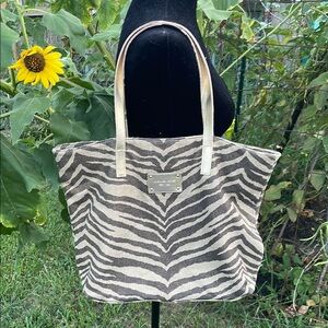 Michael Kors Black and Cream Zebra Print Tote